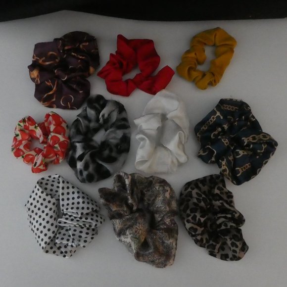 SET OF 10 | Hair Scrunchie Collection | Various Patterns and Colors - Picture 1 of 4